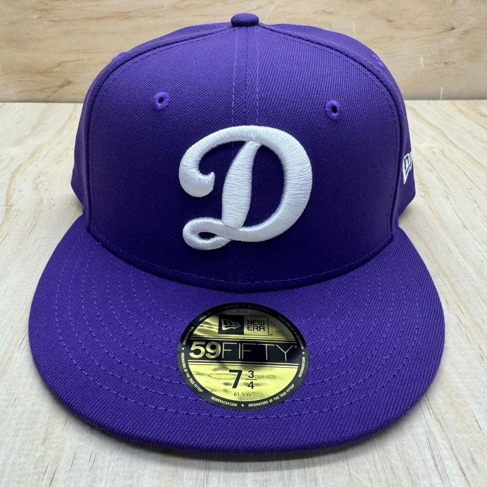 NEW Los Angeles Dodgers D Team New Era 59Fifty Basic Purple Fitted Hat Cap 7 3/4